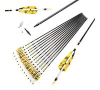 ACCMOS 12pcs Carbon Hunting Arrows, 6.2mm ID, 27-31inch, YSpine 700, Right Hand, 30-79lb Bows, Camouflage Feathers, 100 Grain Tips, For Hunting & Target Practice