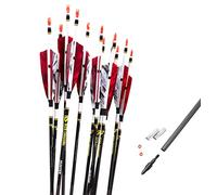 ACCMOS 12pcs Carbon Hunting Arrows, 6.2mm ID, 31inch, RSpine 500, 340-800 Spine, 100 Grain Tips, Camo Feathers, For 30-79lb Bows, Adult & Youth