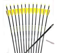 ACCMOS 31" Pure Carbon Arrow Spine 350 400 500 600 700 800 900 1000 ID 4.2mm with 2.5" Turkey Feather Hunting Arrows for Recurve bow Compound bow Archery 12pc (12pcs, Spine 800)