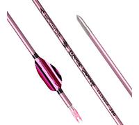 ACCMOS 6pcs Archery ID 4.2 mm Spine 500 600 700 800 900 1000 Pink Spiral Feather Hunting Arrow 23-31inch Pure Carbon Arrow, for Bow and Arrow Shooting (Spine 700, 26inch)