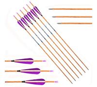 ACCMOS ID 4.2 mm Hunting Arrow 4" Purple White Feather Spine 600 700 800 Wood Like Arrow Shaft Blue Tags Carbon Arrows for Bows Arrows Archery 6pcs (Spine 700, 27inch)