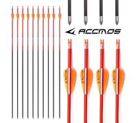 ACCMOS Spine 400 500 600 700 800 900 1000 ID 4.2mm Archery Arrows, for Compound Bow Recurve Bows Hunting Shoting Orange or Yellow Carbon Arrow 12pcs (27inch, OW Spine 500)