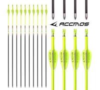 ACCMOS Spine 400 500 600 700 800 900 1000 ID 4.2mm Archery Arrows, for Compound Bow Recurve Bows Hunting Shoting Orange or Yellow Carbon Arrow 12pcs (31inch, YW Spine 900)