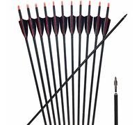 ACCMOS Spine 500 Archery Carbon Arrow 23-30inch with 3'' Turkey Feather, Removable Arrow Head, for Recurve Bow Compound Bow Hunting 12pcs (28 inch)