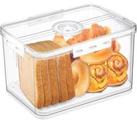 Accmuzzy Bread Bin,Bread Bins for Kitchen,Box with Airtight Lid,Storage,Corner Large Breads Bin,Time Recording Breads Container for Homemade,Bagel,Cookies,Bakery Loaf,Fruit,Vegetables (White)