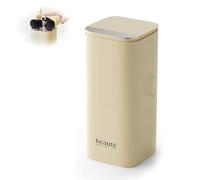 Accmuzzy Make Up Brush Holder,4 Slots Automatic Lifting Dustproof Makeup Brush Holder with Lid,Make Up Brushes Storage,Waterproof Makeup Organizer for Dressing Table,countertop,Vanity (Creamy)