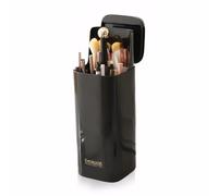 Accmuzzy Make Up Brush Holder,4 Slots Automatic Lifting Dustproof Makeup Brush Holder with Lid,Make Up Brushes Storage,Waterproof Makeup Organizer for Dressing Table,countertop,Vanity (Black-Gold)