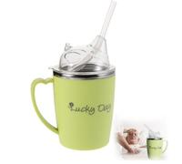 Accmuzzy Non Spill Cups for Elderly,3 in 1 Stainless Steel Beakers for Elderly,350ml Anti Choke Safe Sippy Cup for Adults with Lid,30cm Straw & Handle,Adult Sippy Cup for Patients