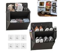 Accmuzzy Over Door Shoe Storage,2 Pack Foldable Wall Mounted Shoe Rack with Sticky Adhesive Hook and Large Deep Pockets,Campervan Storage Ideas for Home Dorm Narrow Doors Space Saving (Black)