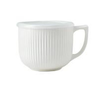 Accmuzzy Soup Mug 900mL with Handle & Lid, Ceramic Large Soup Bowl, Microwave Safe Porridge Bowl for Ramen, Noodle, Oatmeal, Cereal, Salad & Breakfast (White)