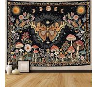 Accnicc Boho Butterfly Tapestry Mushroom Sun and Moon Hippie Wall Tapestry for Bedroom Aesthetic Vintage Floral Plant Large Tapestries Wall Hanging for Dorm Living Room Decor 80 x 60 Inch