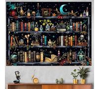 Accnicc Magic Bookshelf Tapestry Magical Witchy Potion Dark Hippie Haloween Tapestries Wall Hanging Gothic Skull Black Cat Library Book Small Tapestry for Bedroom Living Room Dorm 60 x 44 inch