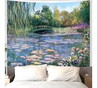 Accnicc Monet Water Lilies Tapestry Extra Large Green Floral Plant Tapestries Aesthetic Monet Wall Art Posters Nature Flower Garden Landscape Tapestrys for Bedroom Living Room Dorm 90 x 68 Inch