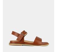 Acco Leather Flat Sandals Cognac