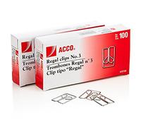 Acco Regal Paper Clips No 3, 100/Box, Silver, 2/Pack (ACC72152)