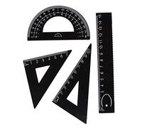 Accod Aluminum Alloy Ruler Set Math Geometry Tool Measuring Ruler Maths Ruler Set for Student Teacher Cartographer and Measuring 4 in One. (Black)