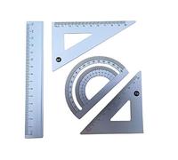 Accod Aluminum Alloy Ruler Set Math Ruler Geometry Tool Set Scale Ruler Math Geometry Tool 4 in One Measuring Ruler for Student Teacher Drawing and Measurement. (Blue)