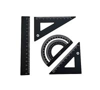 Accod Aluminum Alloy Ruler Set Math Ruler Geometry Tool Set Scale Ruler Math Geometry Tool 4 in One Measuring Ruler for Student Teacher Drawing and Measurement. (Black)