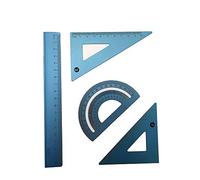 Accod Aluminum Alloy Ruler Set Stainless Steel Scale Ruler Math Geometry Tool 4 in One Measuring Ruler for Student Drawing and Measurement. (Blue)