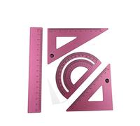 Accod Aluminum Alloy Ruler Set Stainless Steel Scale Ruler Math Geometry Tool 4 in One Measuring Ruler for Student Architect Engineer and Draftsman (Pink)