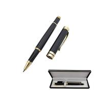 Accod Business Ballpoint Pen Black Metal Pen 0.5MM Signature Pen Two Black Refills 0.5mm Fine Point Smooth Writing and Quick Drying