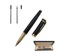 Accod Fashion Ballpoint Pen Student Gel Pen Metal Ballpoint Pen Signature Pen with Two Replaceable Refills Nice Gift for Family and Friend-Gift Box (Black)
