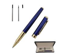 Accod Fashionable Metal Rollerball Pen Lightweight Signature Pen Two Universal Replacement Black Refills Nice For Students and Business People Gift Boxed (Blue)