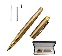 Accod Metal Ballpoint Pen Rollerball Pen Signature Pen with Two 0.5MM Black Pen Refills,Gift Pen for Colleagues and Family,Gift Boxed (Gold)