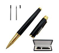 Accod Metal Ballpoint Rollerball Signature Pen With Two 0.5MM Black Refills - Gift for Colleagues and Family, Gift Boxed (Black)