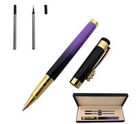 Accod Metal Rollerball Fine Nib Beautiful Business Signature Pen Premium Gift Box with Two 0.5mm Black Refills Gift Pen for Friend, Family Paint Process (Purple)