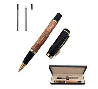 Accod Metal Rollerball Pen Business Signature Pen Fluent Writing Pen with Two 0.5mm Replacement Black Refills Gift Pen Premium Gift Box (Red)