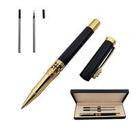 Accod Metal Rollerball Pen Retro Classic Signature Pen Business Gift Smooth Writing Rollerball Pen for Men and Women with Two 0.5MM Black Refills-Premium Gift Box (Black)