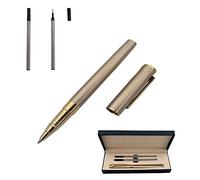 Accod Metal Rollerball Pen Signature Pen Office Ballpoint Pen with Two 0.5mm Black Refills Nice Gift for Family Friends and Colleagues (Gold)