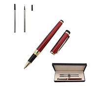 Accod Metal Rollerball Pen with Two 0.5MM Black Refills, Business Signature Pen - Gift Boxed (Red)