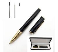 Accod Metal Signature Pen Writing Smooth Black Ink Ballpoint Pen Business Gift Pen with Two 0.5mm Refills Gift Box for Women or Man (Black)