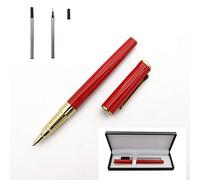 Accod Metal Signature Pen Writing Smooth Black Ink Ballpoint Pen Business Gift Pen with Two 0.5mm Refills Gift Box for Women or Man (Red)