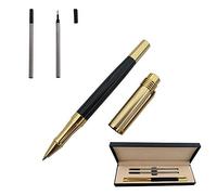 Accod Rollerball Pen Business Signature Pen Durable Office Pen with Two 0.5mm Black Refills Smooth Writing and Fine Point Gift Box (Black)