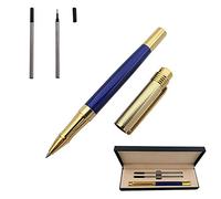 Accod Rollerball Pen Business Signature Pen Durable Office Pen with Two 0.5mm Black Refills Smooth Writing and Fine Point Gift Box (Blue)