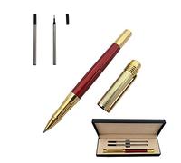 Accod Rollerball Pen Business Signature Pen Durable Office Pen with Two 0.5mm Black Refills Smooth Writing and Fine Point Gift Box (Red)