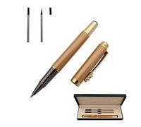 Accod Rollerball Pen High-end Business Signature Pen Clip Black Ink Rollerball Pen with Two 0.5mm Replacement Refills Gift Premium Gift Box (Orange)