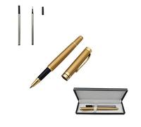 Accod Signature Pen Premium Metal Rollerball & Ballpoint Pen Creative Gift Pen with Two 0.5mm Black Replaceable Refills High-grade Pen Case Nice Gift for Family Friends and Colleagues (Gold)