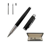 Accod Signature Pen Premium Metal Rollerball & Ballpoint Pen with Two 0.5mm Black Replaceable Refills High-grade Pen Box Gift for Family Friends and Colleagues (Black)