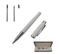 Accod Signature Pen Premium Metal Rollerball Pen with Two 0.5mm Black Replaceable Refills High-grade Pen Box Nice Gift Smooth Writing (White)
