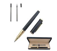 Accod Signature Pen Premium Metal Rollerball Pen with Two 0.5mm Black Replaceable Refills High-grade Pen Case Gift Pen (Black)