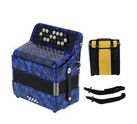 Accordian 22 Key 8 Bass Professional Button Reed Instrument for Beginner with Storage Bag (Dark Blue)