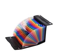 Accordian File Folder Organizer 24 Pockets Expanding Case with Cover A4 Letter Size Document Rainbow Color for Home Office(Black)