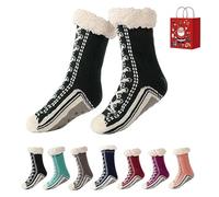 Accordinglye/Toselfwith Ultra-Thick Cashmere Slipper Home Socks, Winter Warm Non Slip Cozy Fuzzy SlipperSocks, Cashmere Socks for Women, for Christmas (Army green)
