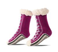 Accordinglye Ultra-thick Cashmere Slipper Home Socks, Women's Winter Non Slip Super Soft Warm Cozy Fleece Lined Fuzzy Socks. (Purple 2cps)