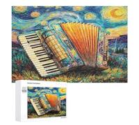Accordion 1000 Piece Jigsaw Puzzles Adults Kids Musical Instrument Music Jigsaws Cozy Night In Activity Colourful Challenge Great Gift Puzzle Lovers Stress Reliever 1000 PCS