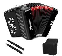 Accordion - 22 keys 8 bass, lightweight piano accordion for beginners, vibrant design for beginners and adults for easy learning (8 Bass, Black)
